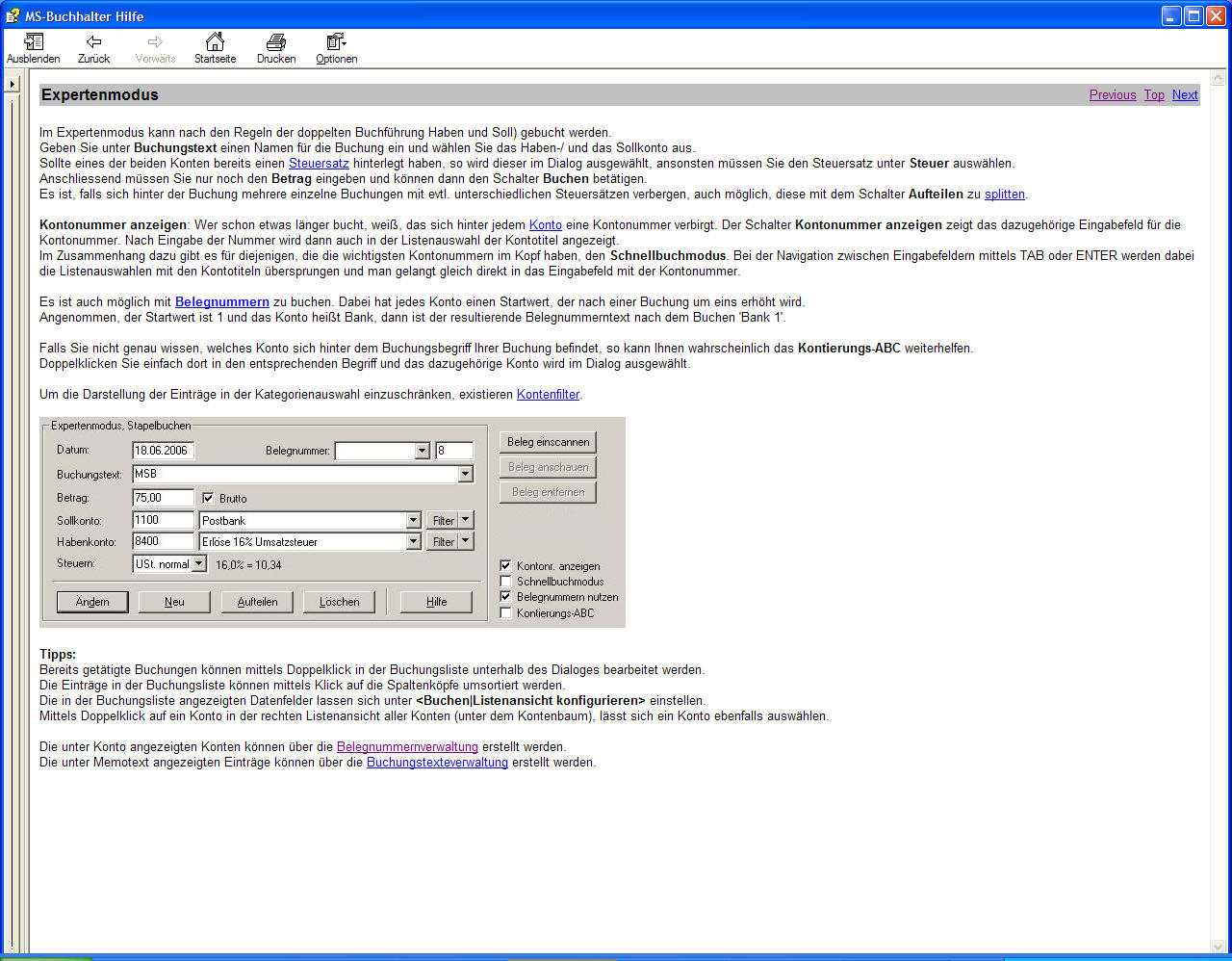 Buchführungsgsoftware MS-Buchhalter