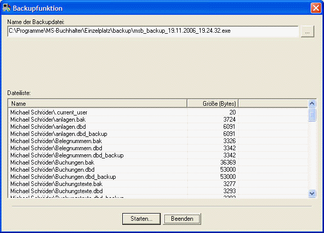 Buchhaltungsprogramm Backup